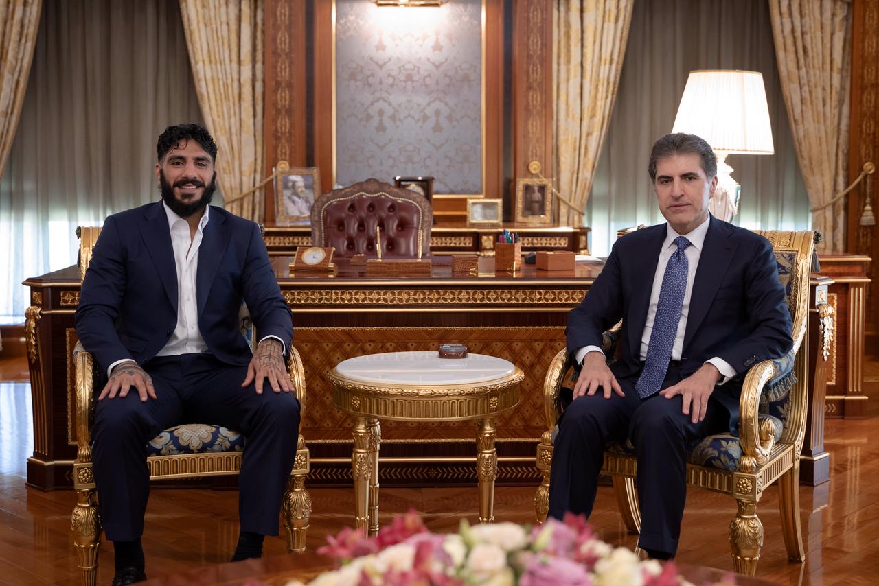 نيجيرفان بارزاني يستقبل بطل الـ (MMA) نامو فاضل ويؤكد دعمه للرياضيين