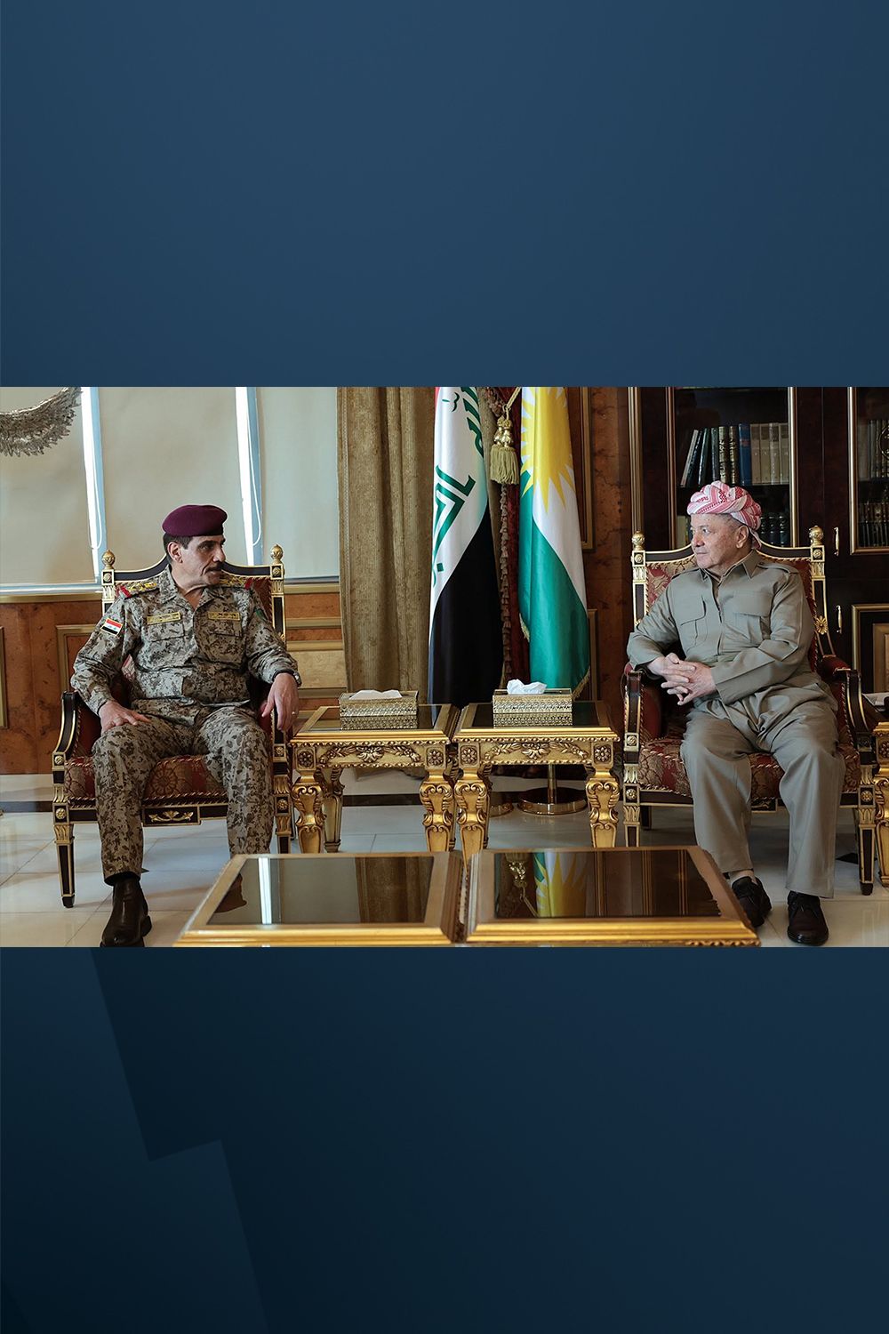 الرئيس مسعود بارزاني يبحث الأوضاع السياسية والأمنية مع وفد عسكري عراقي رفيع المستوى