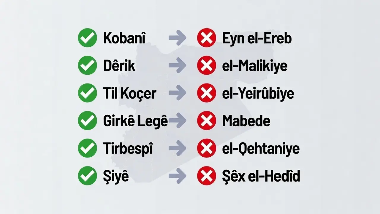 ROJAVA - Yüzlerce yerleşim yerinin Kürtçe ismi Arapça yazıldı
